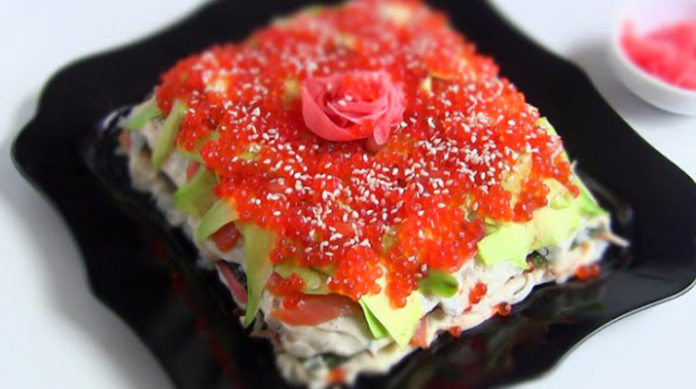 Закусочный суши-торт: любителям японской кухни
