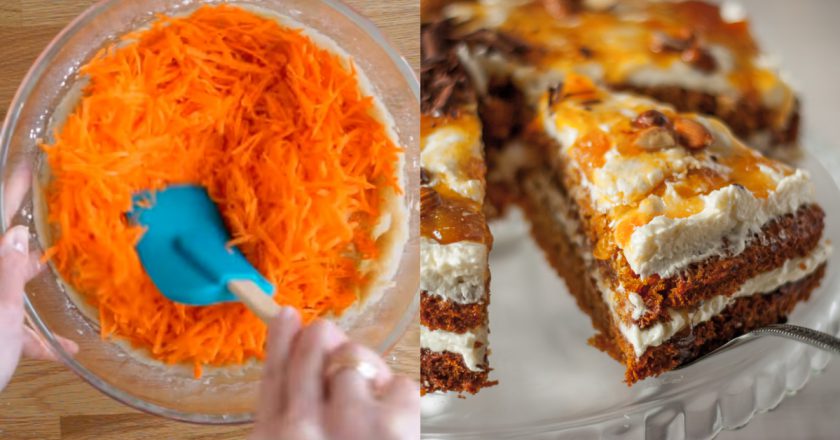 Изумительно вкусный морковный пирог с ванильным кремом